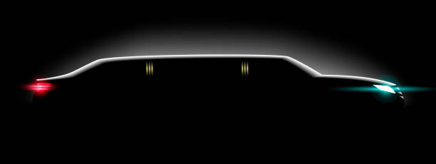Realistic limousine in the dark in the light Realistic limousine in the dark in the light, vector illustration celebrity limo stock illustrations