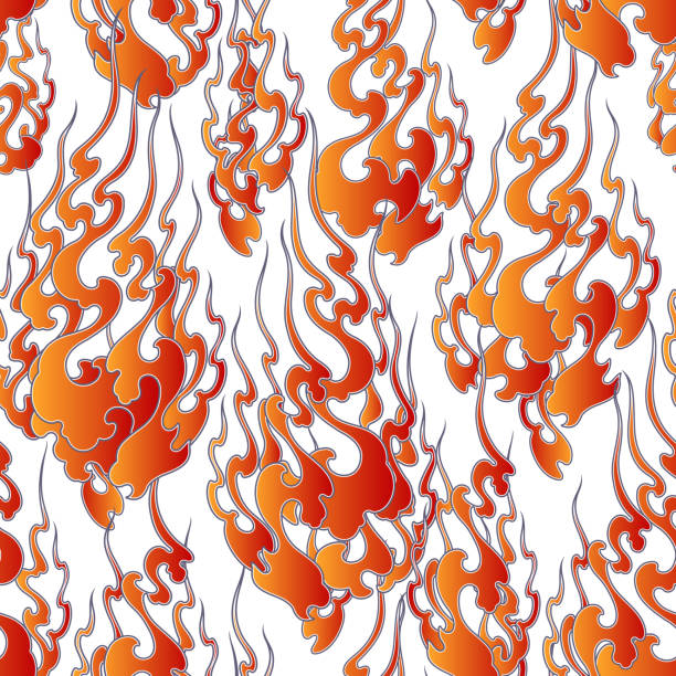 流木【火焔】 Japanese Style Flame Pattern Illustration Stock Illustration