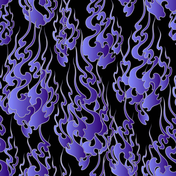 Japanese Style Flame Pattern Illustration Stock Illustration