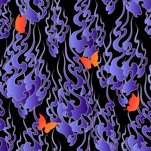 流木【火焔】 Japanese Style Flame Pattern Illustration Stock Illustration