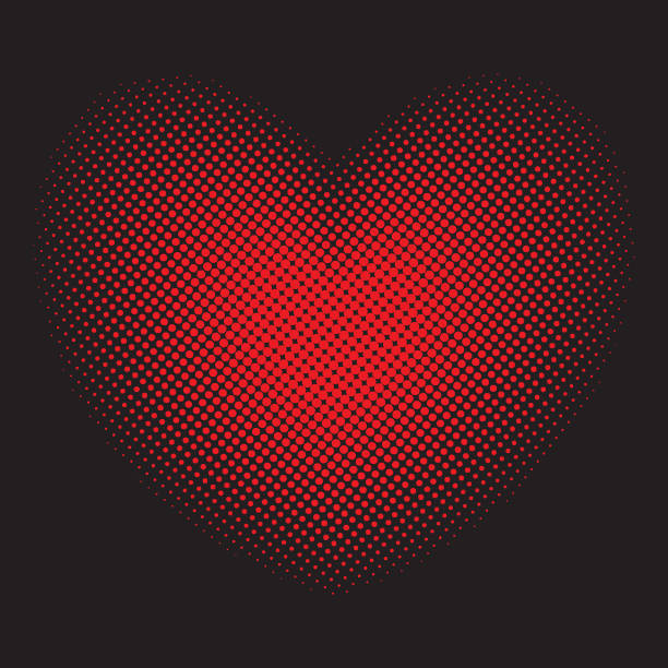 Big red halftone heart. vector art illustration