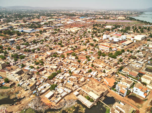 Aerial Drone view of niarela Bamako Mali stock photo