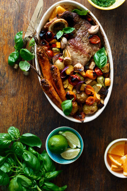 istock Beef meat baked with vegetables 972993500