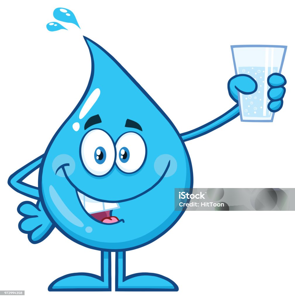 Ilustración de Personaje De Mascota De Dibujos Animados Azul Agua Gota  Sosteniendo Un Vaso De Agua y más Vectores Libres de Derechos de Agua -  iStock