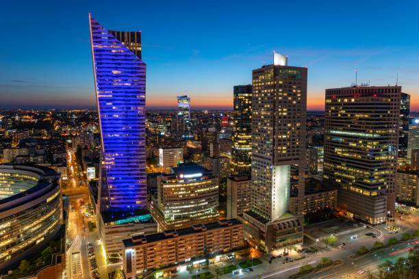 istock panoramic view of modern sentrum Warsaw during sunset 973000990