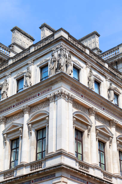 외국 및 연방 사무실, 외관, 런던, 영국의 세부 사항 - foreign and commonwealth office 뉴스 사진 이미지