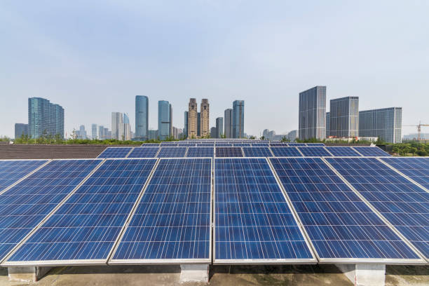 istock Solar and modern city skyline 973017248