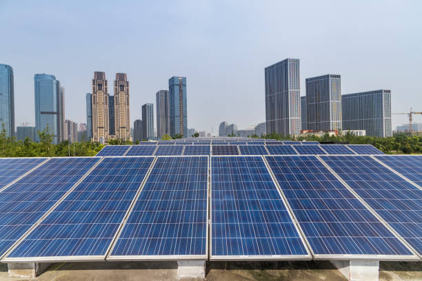 istock Solar and modern city skyline 973019674
