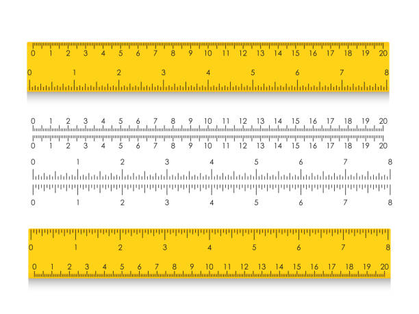 illustrations, cliparts, dessins animés et icônes de école mesure règle avec centimètres et en pouces. indicateurs de taille avec des distances différentes unité - inch