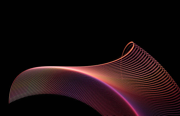 istock Neon rotating fractal wave on a black background 973067156