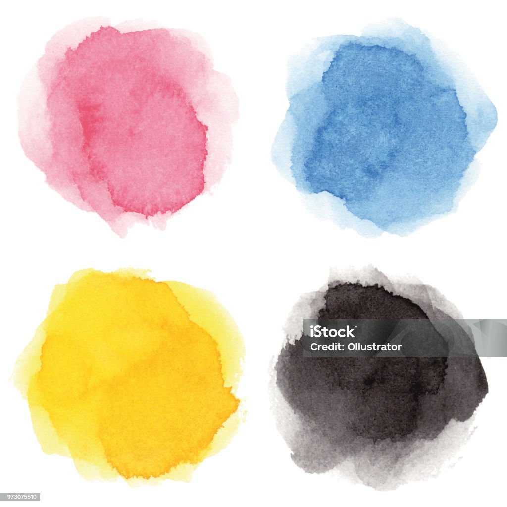 Round multicolored watercolor spots - Royalty-free Tinta de Aguarela arte vetorial