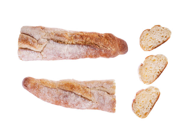 baguette, french, delicious, bakery, food, isolated, white background, close up, design layout stock photo