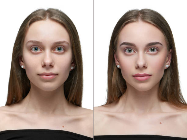 istock One girl before and after make up. 973095944