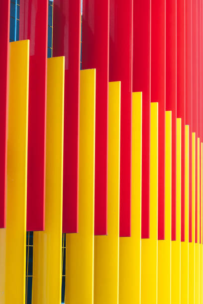 istock Red and yellow stripes on the sky background 973099682