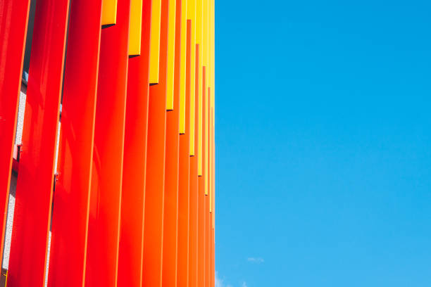 istock Red and yellow decoration panels on the sky background 973103090