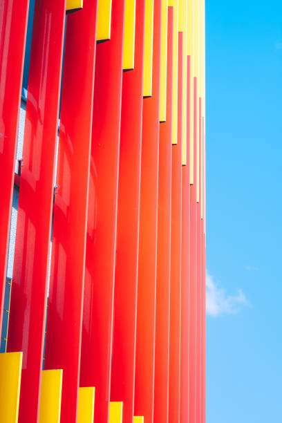 istock Red and yellow decoration panels on the sky background 973106176