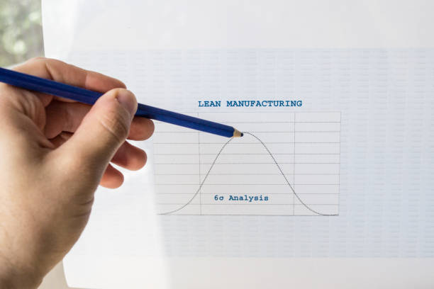 istock Male hand pointing with a pencil at a Lean manufacturing six sigma chart 973112528