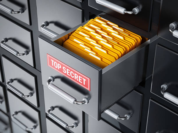 istock Top secret files on the black cabinet drawer 973116750