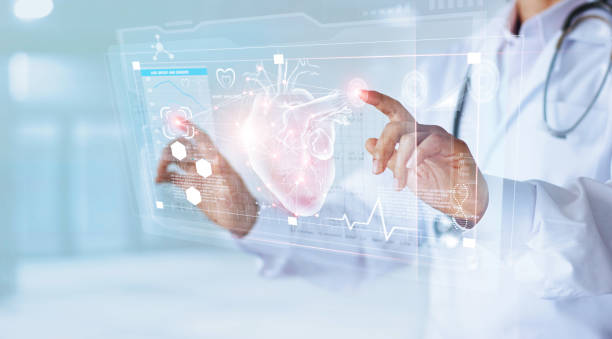 Medicine doctor and stethoscope touching icon heart and diagnostics analysis medical on modern virtual screen interface network connection. Medical technology diagnostics of heart concept Medicine doctor and stethoscope touching icon heart and diagnostics analysis medical on modern virtual screen interface network connection. Medical technology diagnostics of heart concept healthcare technology stock pictures, royalty-free photos & images
