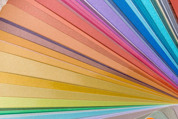 istock Colour sampler on wooden table, close up 973158798