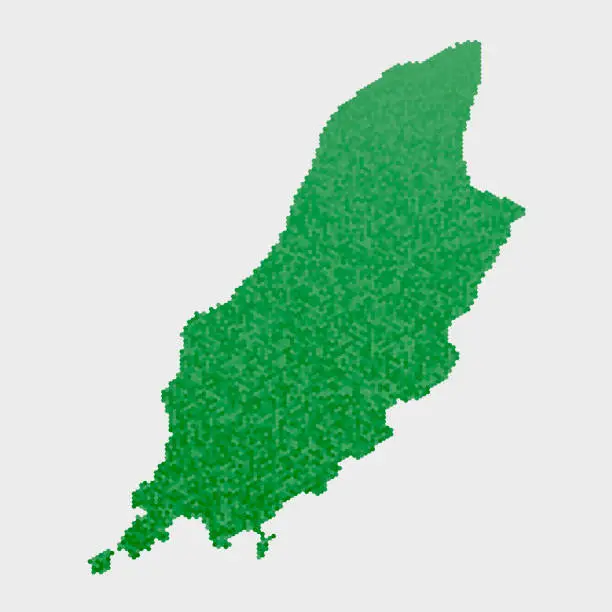 Vector illustration of Isle Of Man Country Map Green Hexagon Pattern