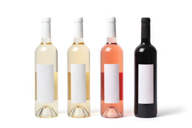 Bottles with Different Kinds of Wine stock photo