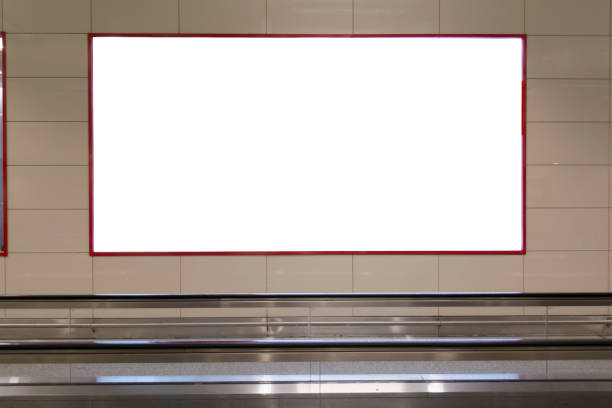 istock Blank billboard in modern interior hall. Useful for your advertising. 973174372