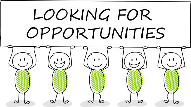 istock Hand drawn concept of stickman with business text: looking for opportunities. Vector. 973178072