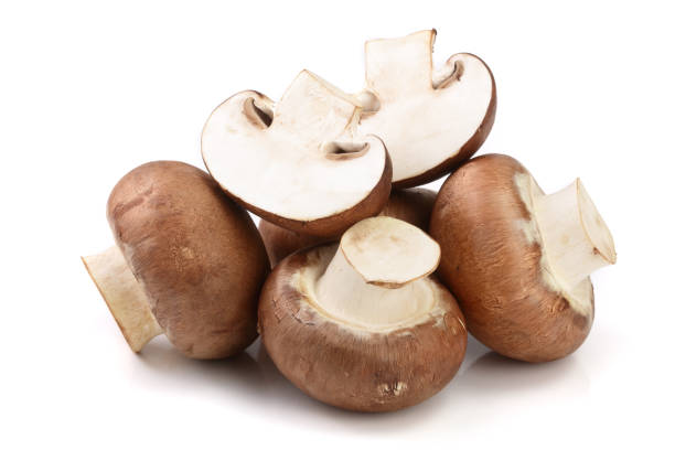 istock Royal Brown champignon with half isolated on white background 973191122