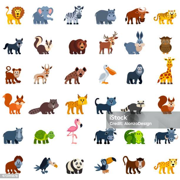 Wild Animal Characters Stock Illustration - Download Image Now - Animal, Zoo,  Cartoon - iStock