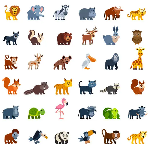 Vector illustration of Wild Animal Characters