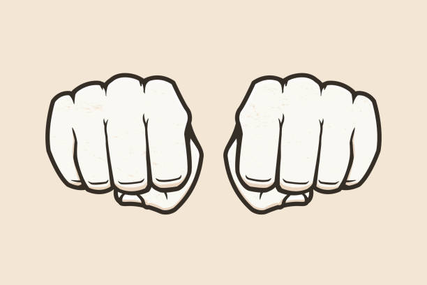 fists - 두 물체 일러스트 stock illustrations
