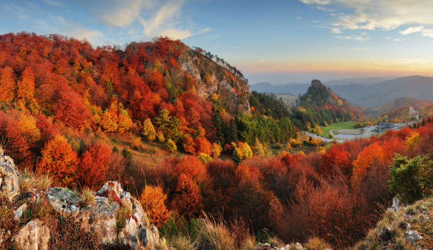 istock Autumn panorama landscape at sunset in Slovakia, Vrsatec 973207354