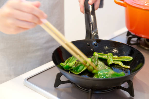 Woman doing stir-fry
