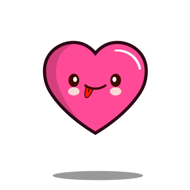 Emoticon Cute Love Heart Cartoon Character Icon Kawaii Flat Design Vector  Stock Illustration - Download Image Now - iStock