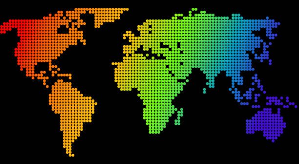 Map of the world Map of the world, made from color dots mapa stock illustrations