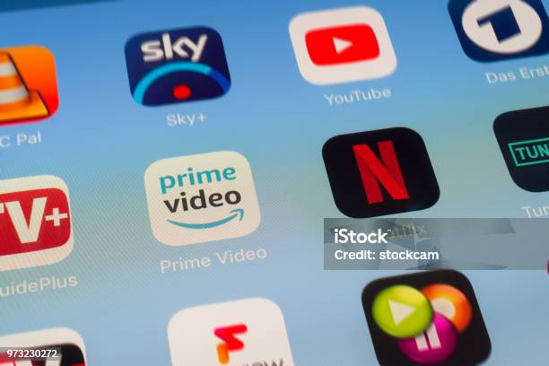 Netflix Amazon Prime And Other Video Streaming Apps On Ipad Screen Stock Photo - Download Image Now
