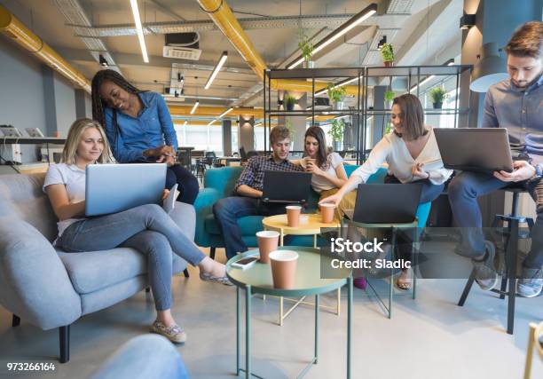 Young Coworkers In Modern Office Stock Photo - Download Image Now - Coworking, New Business, Office