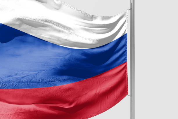 istock Isolated Russian Flag waving 3d Realistic fabric 973266866