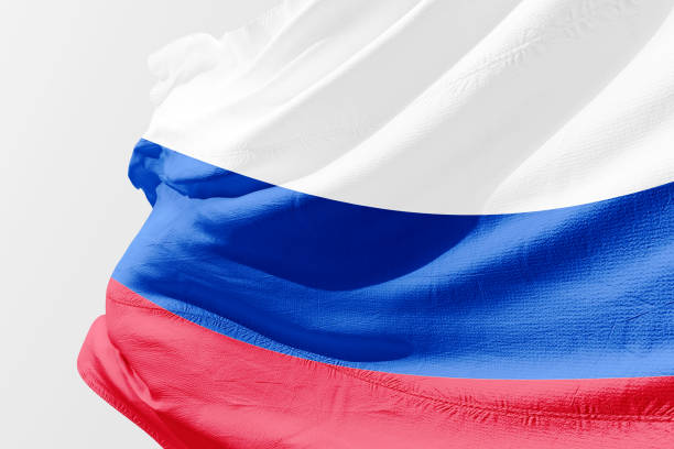 istock Isolated Russian Flag waving 3d Realistic fabric 973267038