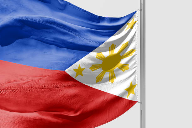istock Isolated Philippine Flag waving 3d Realistic fabric 973267244