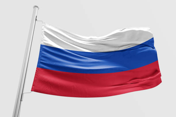 Isolated Russian Flag waving 3d Realistic fabric
