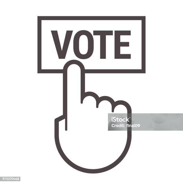 Index Finger Of The Hand Indicates The Inscription Vote Stock Illustration - Download Image Now