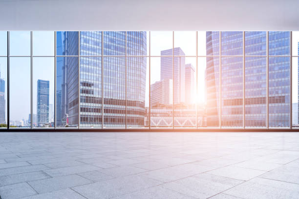 istock Panoramic skyline and buildings from glass window 973274206