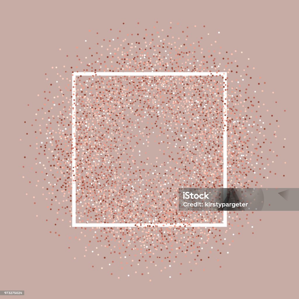 Color de rosa de fondo brillo oro con marco blanco - arte vectorial de Confeti libre de derechos