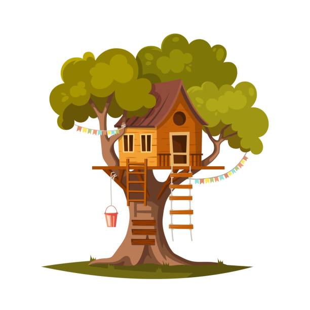 ilustraciones, imágenes clip art, dibujos animados e iconos de stock de tree house para niños - tree house
