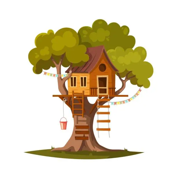 Vector illustration of Tree house for kids