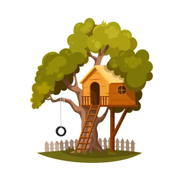 Vector illustration of Tree house for kids