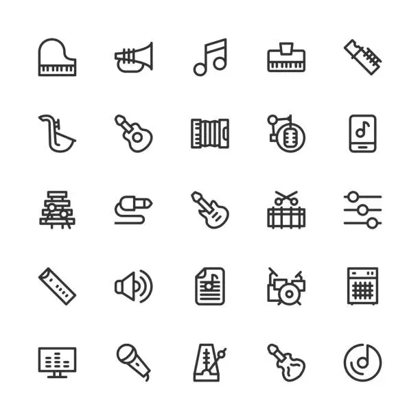 Vector illustration of Musical Equipment Icons - Line Series