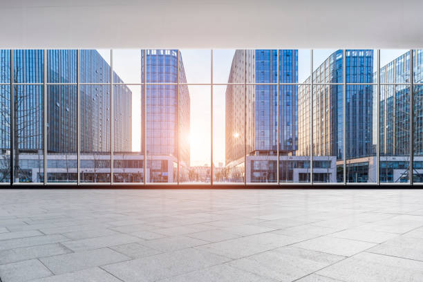 istock Panoramic skyline and buildings from glass window 973283816
